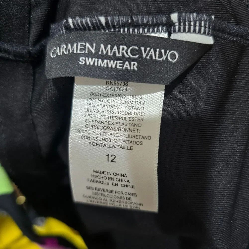 Carmen Marc Valvo One-Piece Ruched Floral-Print Swimsuit NWOT Size 12 - Picture 5 of 5
